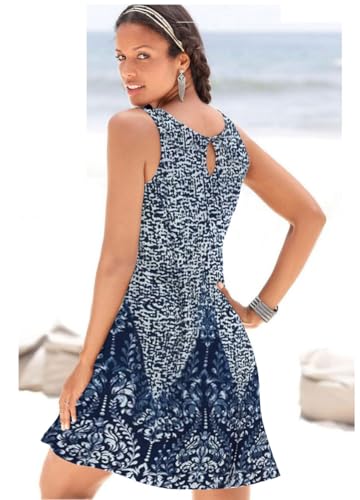ETCYY New Floral Print Summer Beach Cover-Up Dress with Pocket - Medium / Sun Dress