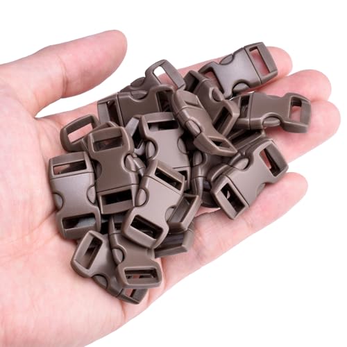 3/8 Inch Paracord Buckles - 25 Pack Curved Clip - Coyote Brown