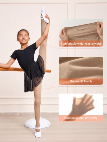 Ultra Soft Footed Ballet Tights for Girls - Bronze Suntan, 4-6 Years