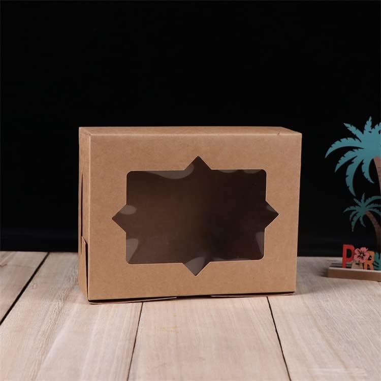 Wei Long Cookie Boxes - 20 Pcs Bakery Treat Boxes with Window - 8x6x2.5 Inches, 3 Styles for Muffins & Donuts