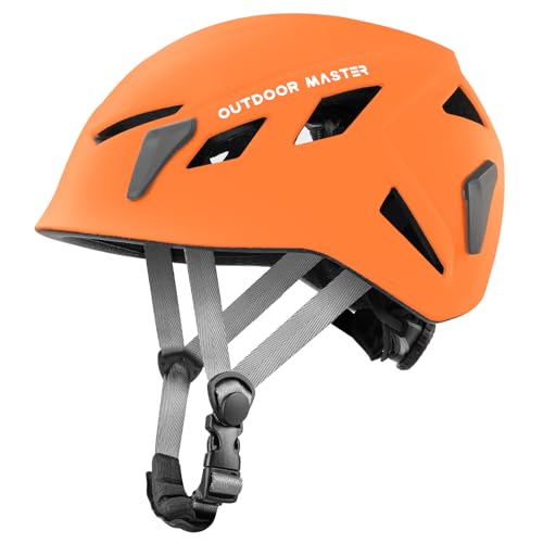 OutdoorMaster Rock Climbing Helmet Matte Orange, One Size – Lightweight Ventilated