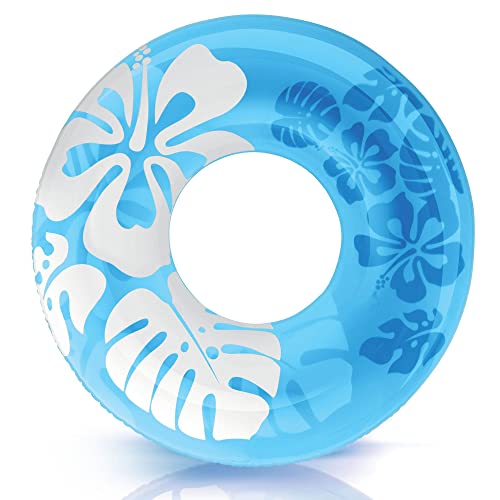 Inflatable Pool Tube with Floral Graphics - 36 Inch Float for Swimming and Water Play