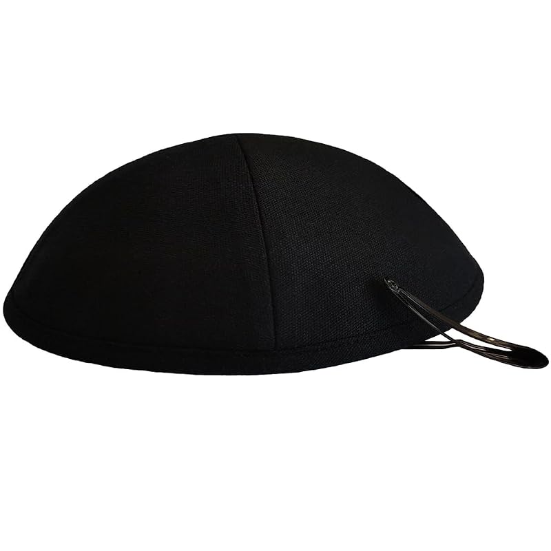 Black Kippah with Clip - Jewish Head Covering for Ceremonies
