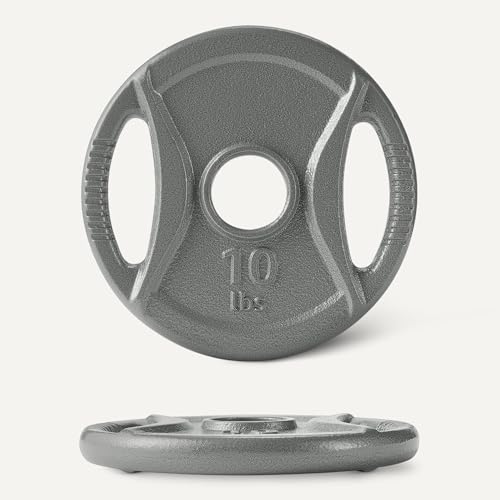 10 lb Olympic Grip Weight Plates - Set of 4, 2-Inch Cast Iron