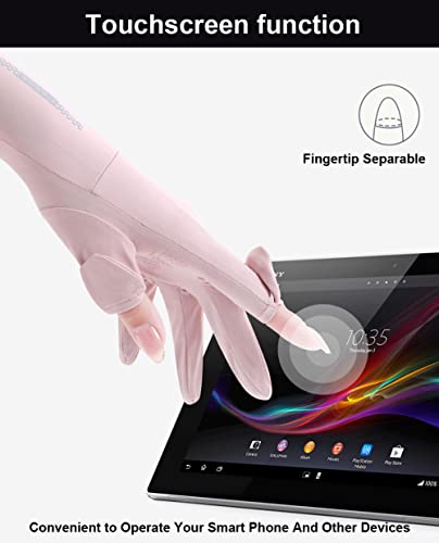 UV Protection Gloves for Women - Full Finger Beige Sun Gloves