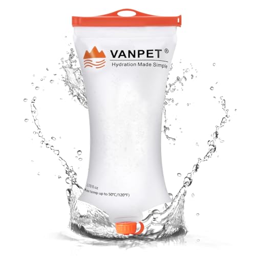 VANPET 2L Collapsible Water Bag for Outdoor Water Filters, Durable TPU, BPA-Free, Camping & Hiking