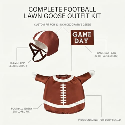 Football Goose Outfit for 23-Inch Lawn Goose - Brown, Medium