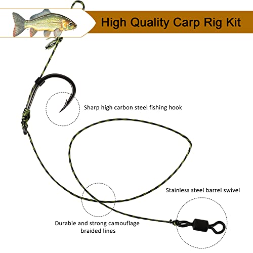 Carp Fishing Hair Rigs Kit with Bait Hooks - Size #6, 41PCS