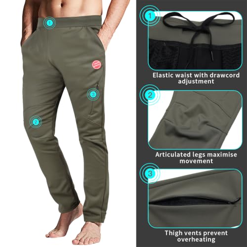 Souke Sports Men's Windproof Winter Cycling Pants - Medium Green