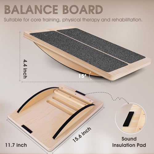 2-in-1 Adjustable Wooden Balance & Slant Board for Stretching