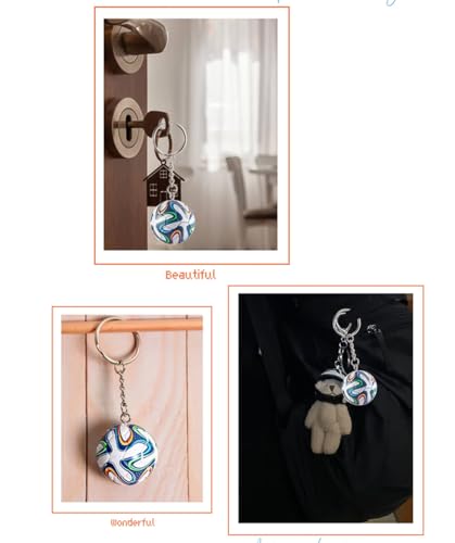 Geometric Soccer Ball Keychain - Black & Silver 2014 Braz