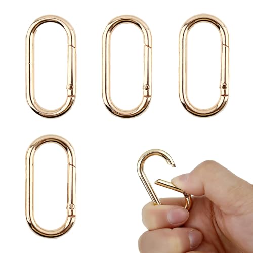 Gold Oval Spring Ring Clips - 4Pcs Metal Snap Keychain Hooks