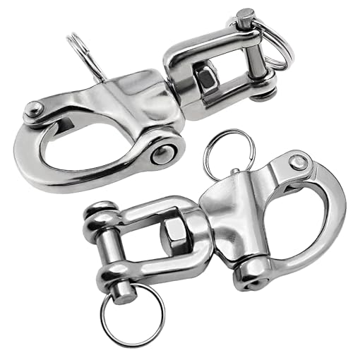 Laorde 2-3/4 Inch 316 Stainless Steel Swivel Eye Snap Shackle, Quick Release Marine Rigging (2 Pack)