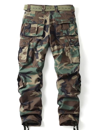 AKHIKING Men's Camo Cargo Work Pants BDU Ripstop Outdoor Trousers 07 / 34 Regular