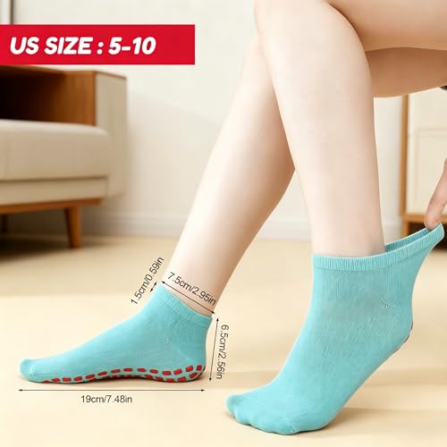 Non-Slip Yoga & Pilates Socks for Women - 4 Pairs, Blue & Red/Orange