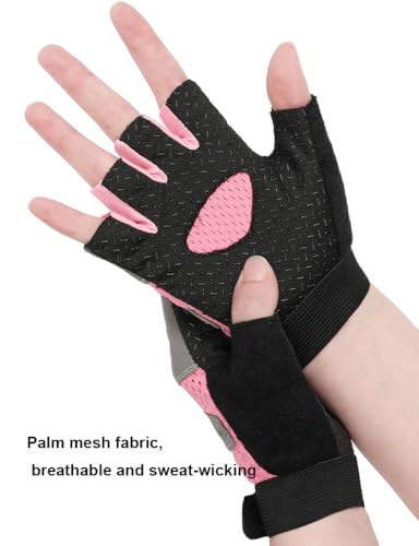 Breathable Workout Gloves for Women - Weight Lifting, Pink, Medium