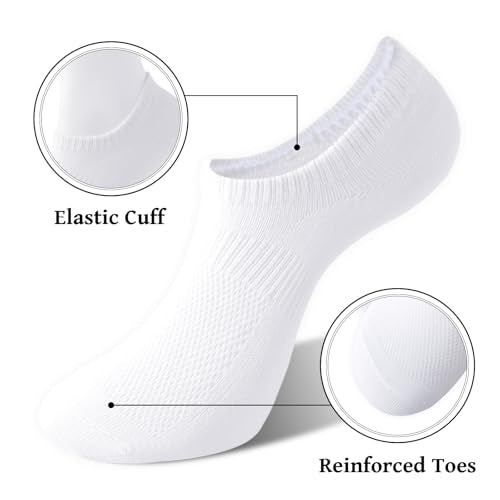 No Show Socks for Women - Thin Cotton Non-Slip - 6 Pairs, Black
