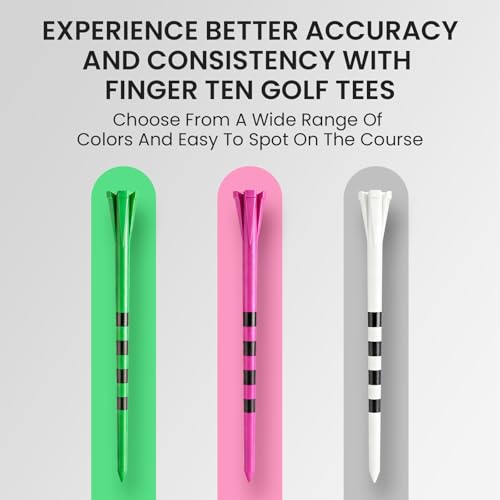 FINGER TEN Extra Long Golf Tees 5 Inch, 50 Pack, White, Durable Plastic