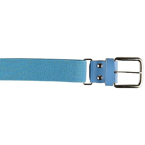 Youth Elastic Baseball Belt with Leather Tab - Light Blue