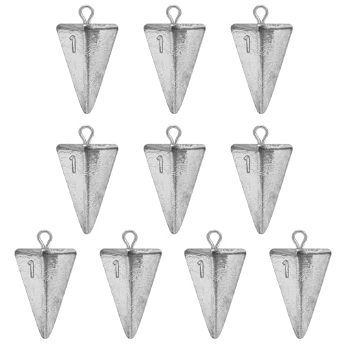 Pyramid Sinkers Fishing Weights - 1oz, 10pcs Durable Lead Sinkers