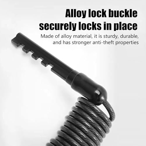 Motorcycle Helmet Lock with 59In Retractable Security Chain - Black