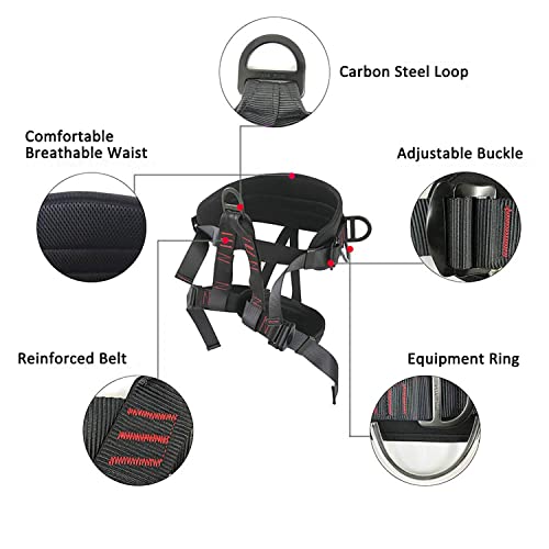 Adjustable Half-Body Climbing Harness Safety Belt with 4 Gear Hooks, 25kN, 300kg