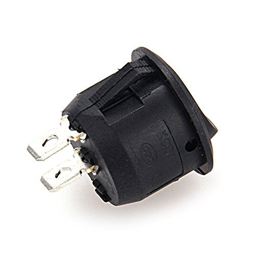 2-Pack Round Rocker Switch - SPST 12V 10A Black On/Off Button for DC Circuits