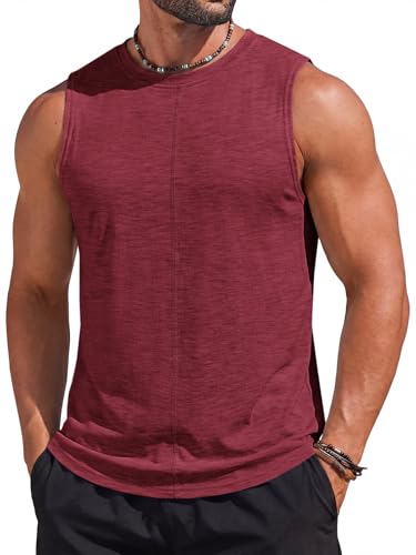 Men's Sleeveless Workout Tank Top - Burgundy, Large