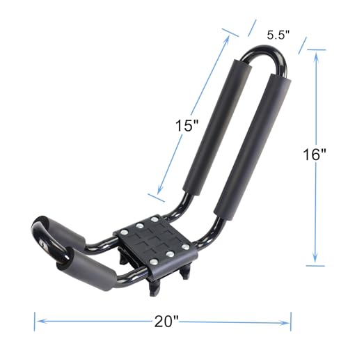 Heavy Duty J-Bar Kayak Roof Rack Carrier - 2 Pairs with Straps