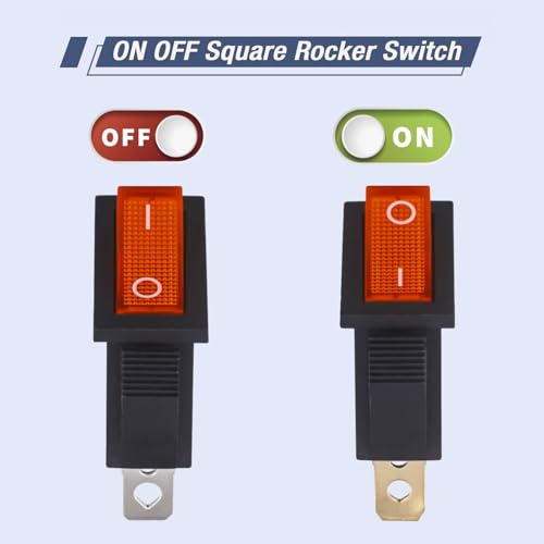 10pcs On/Off Rocker Switch with Red Light - 3 Pin SPST
