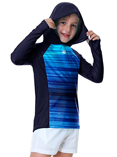 Kids Long Sleeve Hoodie Rash Guard - UPF 50+ Swim Top 11-12 Years Gradient Navy