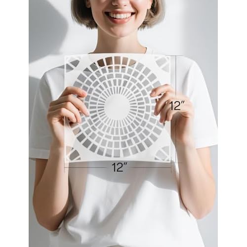 12"x12" Large Floor Stencil for Painting Floors, Reusable Tile Stencil Concrete Stencils for Patio, Wall Stencils for Walls (Style W9)