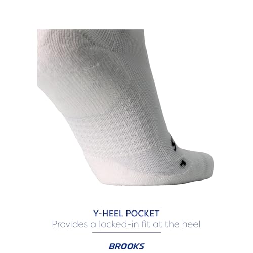 Brooks Ghost No Show Socks, Low Profile with Arch Support — Medium White