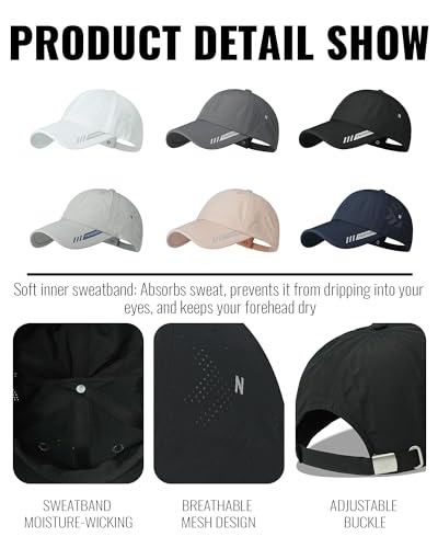 Croogo Men's One Size Black Quick Dry Sun UPF 50+ Baseball Cap