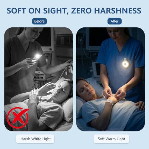 Rechargeable Nurse Night Light Clip - Yellow, 3 Colors & 6 Modes