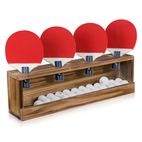 Sunix Std Rustic Wall-Mounted Ping Pong Paddle & Ball Storage Rack