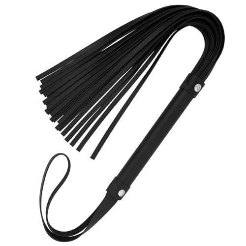 24-Inch Black Riding Crop - Soft Multi-Tail Leather Whip