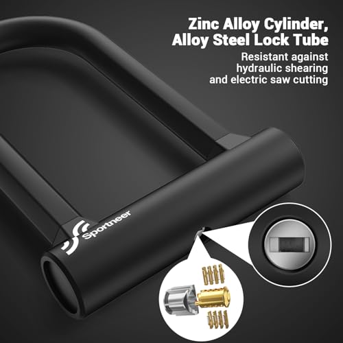 Heavy Duty Bike U Lock with 5ft Security Cable - Black