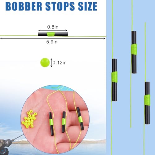 Fishing Bobber Stops with Beads - Adjustable Slip Knot Set - 50pcs