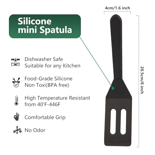 Small Silicone Spatula for Nonstick Cookware - Heat Resistant Mini Spatula (Black-2)