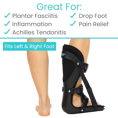 Vive Night Splint for Plantar Fasciitis, Large (Men 6.5-10.5 / Women 8-12) - Left/Right Foot, Adjustable Straps