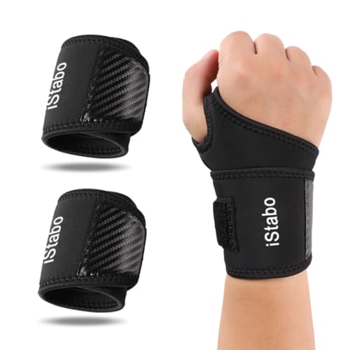 Compression Wrist Support Brace - 2 Pack Adjustable Neoprene - Black