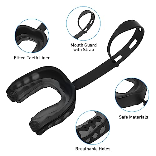Youth Football Mouth Guard - Soft Protective Mouthpiece - Black
