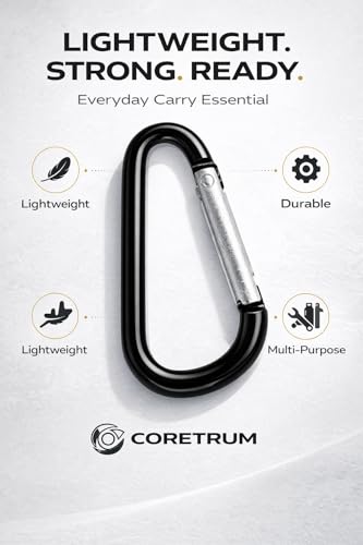 10-Pack Black Aluminum Carabiner Clips - 2.25” D-Ring