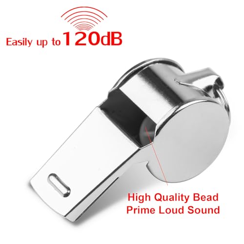 Loud Stainless Steel Sports Whistle with Lanyard - 12PCS