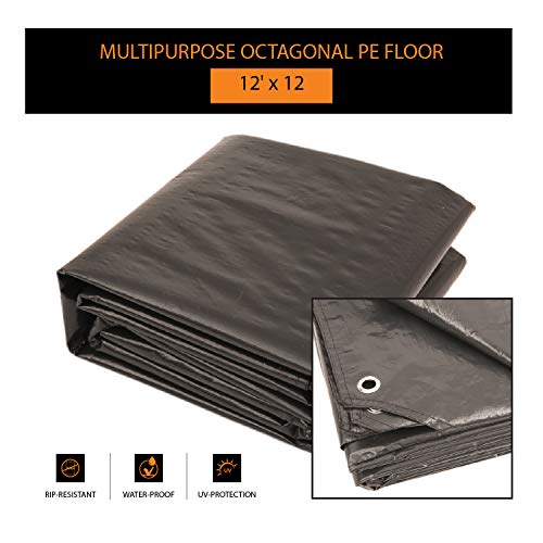 Alvantor 12'x12' Heavy Duty Waterproof Tarpaulin Ground Cover with Rust Grommets