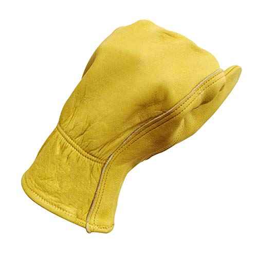 Nobrand Leather Work Gloves Stretchable Wrist Tough Cowhide Safe Working Glove (3, Large)