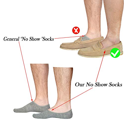 JORMATT Men's & Women's No Show Cotton Invisible Low Cut Socks 6 Pairs Black, White, Grey