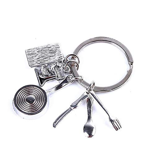 Chef Baking Keychain with Miniature Kitchen Utensils and Cookbook Pendant