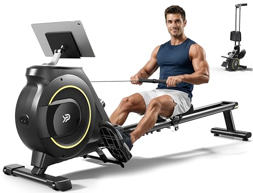 Compact Rowing Machine for Home - 350 LB Capacity, 16-Level Magnetic Resistance, Black